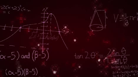 Animation-Von-Grafiken-Und-Mathematischen-Formeln-Auf-Roter-Tafel