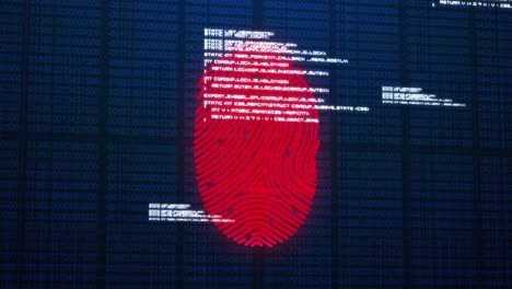 Animation-of-digital-biometric-fingerprint-computer-interface-icon-on-mesh-black-background