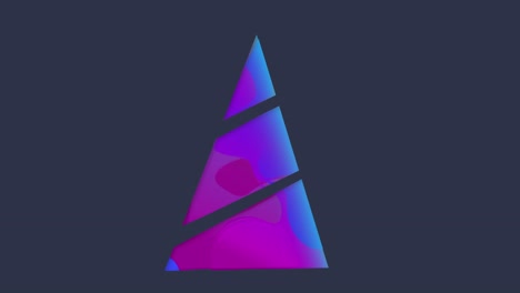 Animation-of-a-modern-digital-purple-Christmas-tree-with-Christmas-decorations-on-grey-background