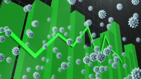 Green-graphs-moving-against-Covid-19-cells-in-background