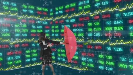 Stock-market-data-processing-against-woman-trying-to-close-an-umbrella
