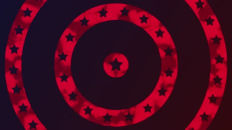 American-flag-with-turning-stars-on-spinning-red-circles-on-brown-background
