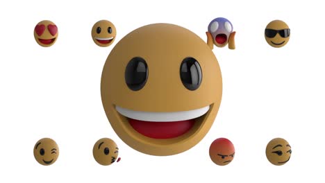 Gesichts-Emojis,-Die-Sich-Vor-Weißem-Hintergrund-Bewegen