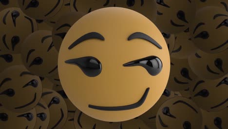 Emoji-Mit-Grinsendem-Gesicht-Vor-Emojis-Mit-Grinsendem-Gesicht,-Die-Sich-Im-Hintergrund-Bewegen