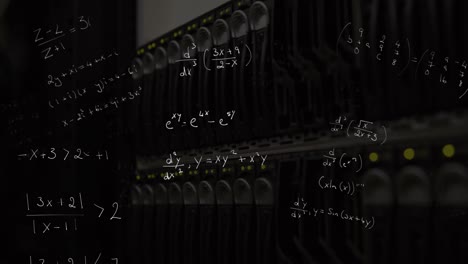 Animation-Mathematischer-Formeln,-Die-über-Einer-Datenmaschine-Schweben