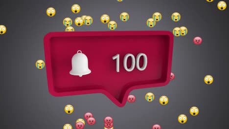 Zahlen-Steigen-Mit-Glockensymbol-Vor-Sich-Bewegenden-Gesichts-Emojis