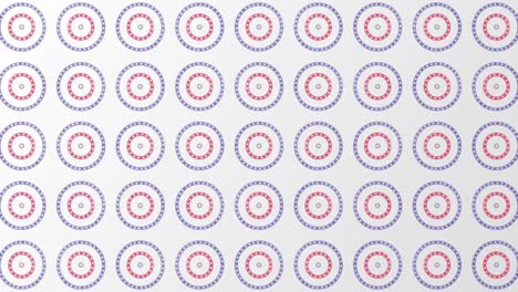 American-flag-with-rows-of-white-stars-on-turning-red,-blue-and-white-circles-on-white-background