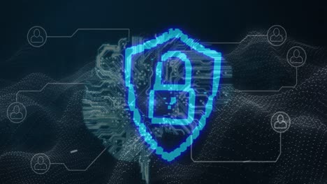 Digital-padlock-on-a-shield