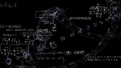 Mathematical-equations-moving-against-black-background