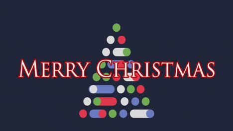 Digital-composite-video-of-Merry-Christmas-text-and-neon-pyramid-against-blue-background