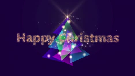 Digital-composite-video-of-happy-christmas-text-and-christmas-tree-made-of-colorful-triangles