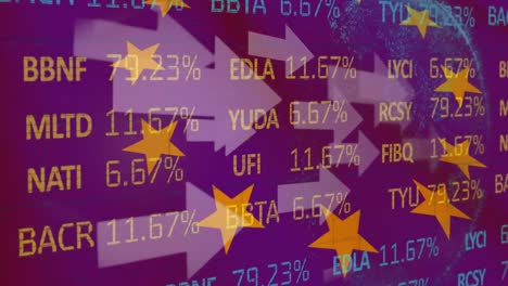 Börsendatenverarbeitung-Und-Pfeile-Gegen-Die-EU-Flagge