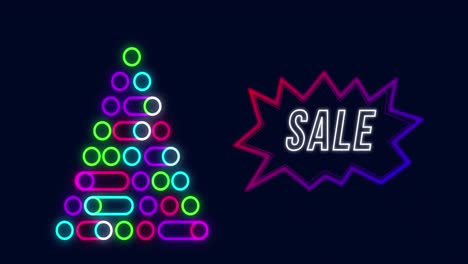 Sale-text-and-digital-Christmas-tree-against-blue-background