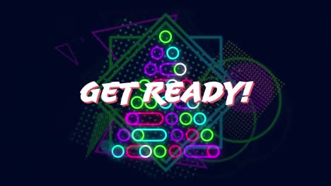 Digital-composite-video-of-Get-ready-text-and-neon-pyramid-against-black-background