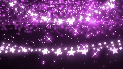 Lila-Leuchtende-Sterne-Und-Flecken-Vor-Schwarzem-Hintergrund