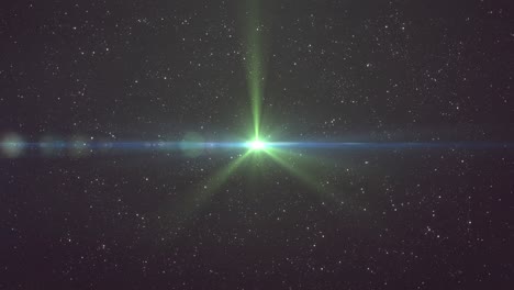 Green-star-light-glowing-in-the-night-sky