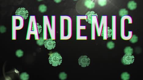 Pandemic-text-against-Covid-19-cells-moving-in-background