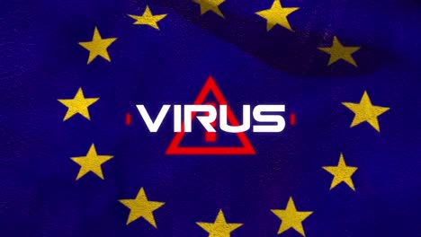 Attention-symbol-with-virus-text-against-EU-flag