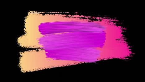 Animation-of-stroke-of-purple-paint-on-pink-to-yellow-gradient-paint-appearing