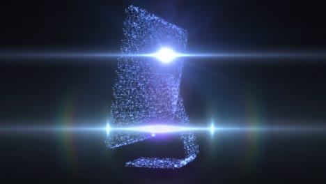 Animation-of-computer-formed-with-shimmering-particles-with-light-trails-on-black-background