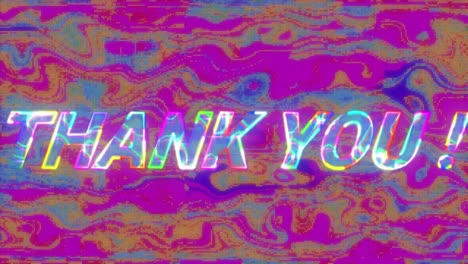 Animation-of-Thank-you!-text-on-screen-with-stripes-flickering-in-hypnotic-motion-in-seamless-loop