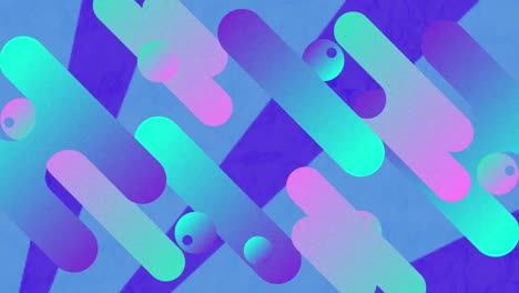 Animation-of-colourful-gradient-shapes-over-rotating-purple-stripes-moving-in-seamless-loop