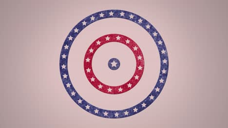 Animation-of-circles-spinning-with-American-flag--stars-and-stripes-over-white-background