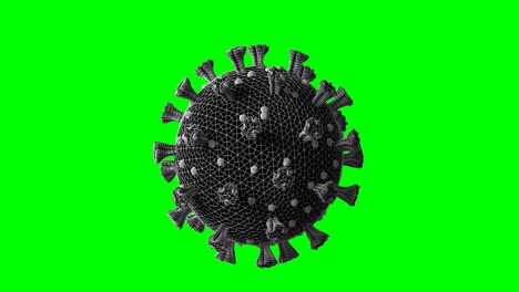 Animation-of-macro-coronavirus-Covid-19-cell-spinning-on-green-screen-background