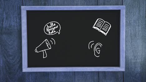 Multiple-school-concept-icons-on-black-board