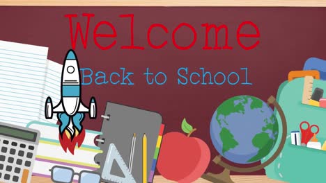 School-concept-icons-against-welcome-back-to-school-text-