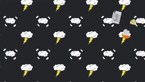 Welcome-back-to-school-text-against-cloud-and-thunder-icon