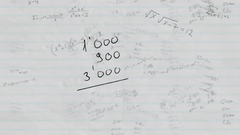 Mathematical-calculations-against-mathematical-equations-on-white-lined-paper
