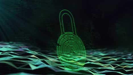 Security-padlock-icon-against-black-background