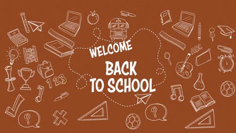 Welcome-back-to-school-text-against-multiple-school-concept-icons-