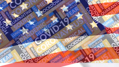 Bandera-Estadounidense-Ondeando-Contra-Los-Textos-Conceptuales-De-Covid-19