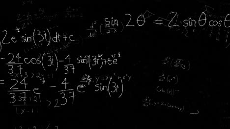 Ecuaciones-Matemáticas-Moviéndose-Contra-Fondo-Negro
