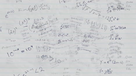 Mathematische-Gleichungen-Schweben-Auf-Weißem-Liniertem-Papier