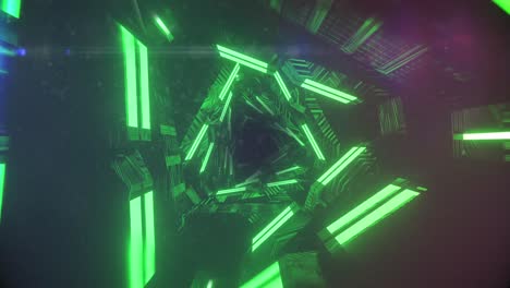 Animation-of-green-glowing-lights-moving-in-hypnotic-motion