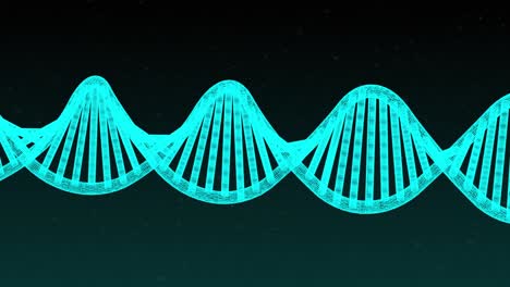 Animation-of-glowing-DNA-structure-against-black-background