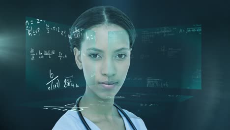 Female-doctor-against-mathematical-equations-in-background