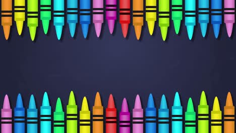 Animation-of-colorful-crayons-against-blue-background