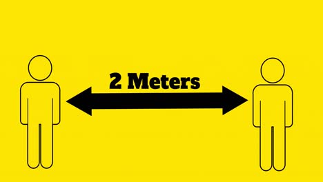 Digital-human-icons-maintaining-2-meters-social-distance-against-yellow-background