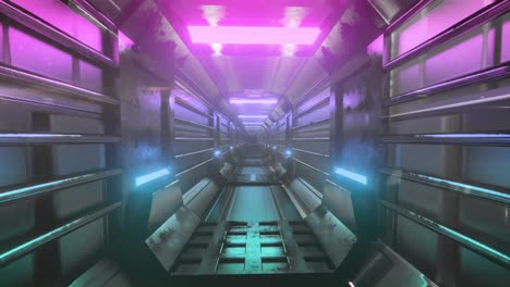 Animation-Eines-Tunnels-Mit-Violetten-Lichtern,-Die-Sich-In-Einer-Nahtlosen-Schleife-Bewegen