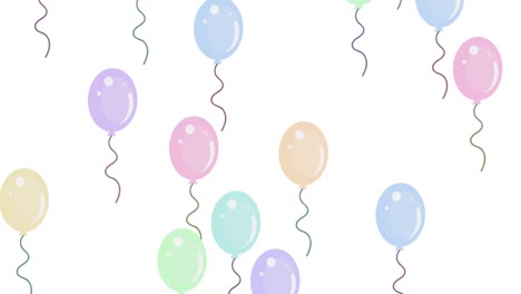 Multiple-balloons-flying-against-white-background
