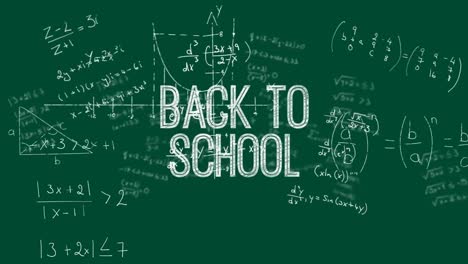 Back-To-School-text-against-mathematical-equations-on-green-background