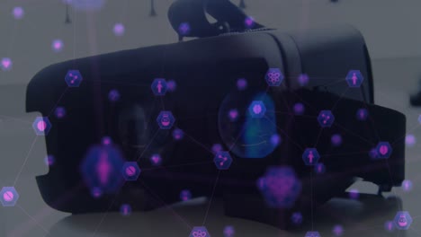 Network-of-connection-icons-against-VR-headset