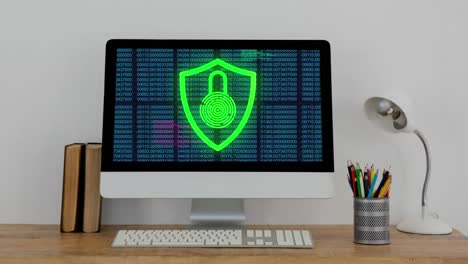 Sicherheitsschloss-Symbol-Und-Datenverarbeitung-Auf-Dem-Computerbildschirm