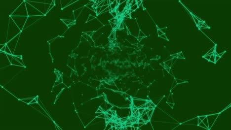 Molecular-structures-and-network-of-connections-against-green-background