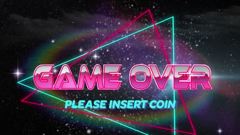 Game-Over-Please-Insert-Coin-text-on-triangles-against-space-in-background