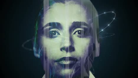 Portrait-of-woman-with-glowing-network-of-connections-spinning-in-the-background